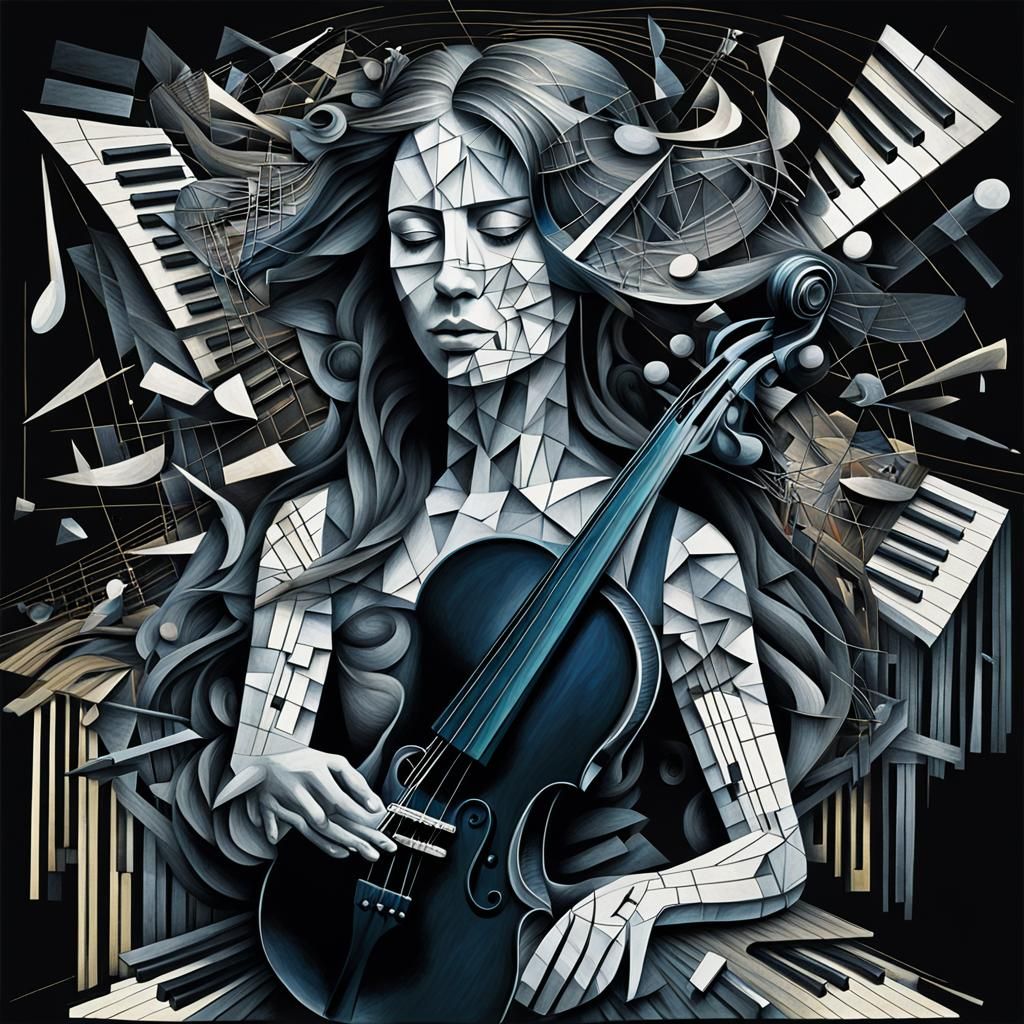 Cubist Woman Made of Music