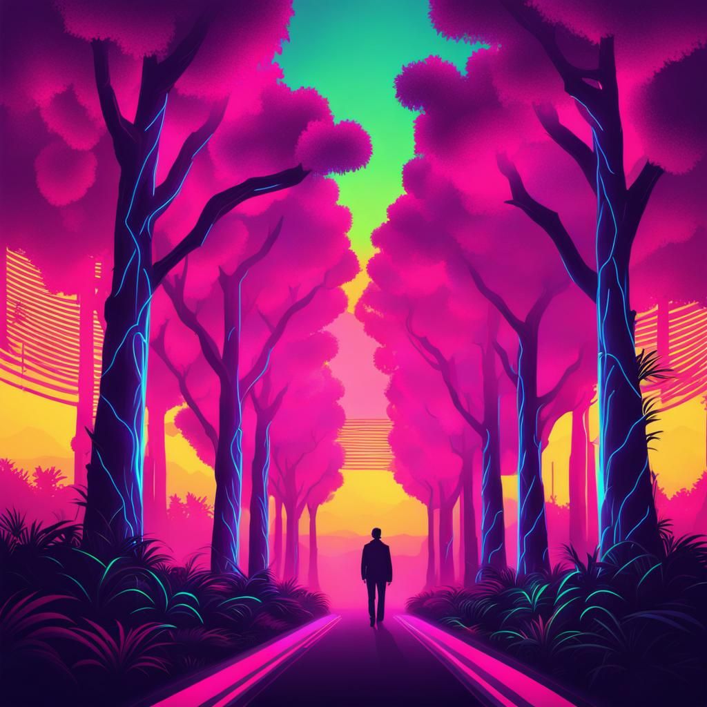 Synthwave Heart in Neon Retro Style