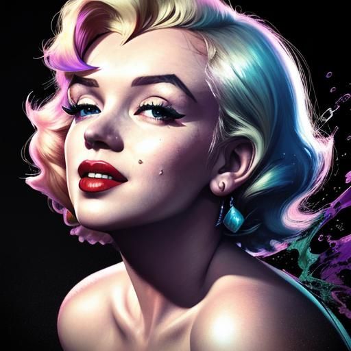 Hyperrealistic Marilyn Monroe Splash Art Portrait