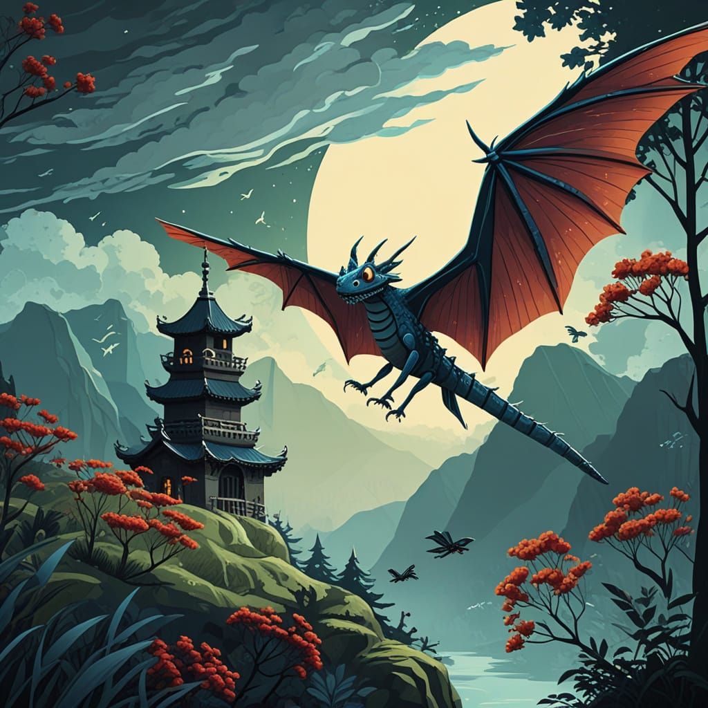 Dragon Flies Overhead: Children's Book Illustration