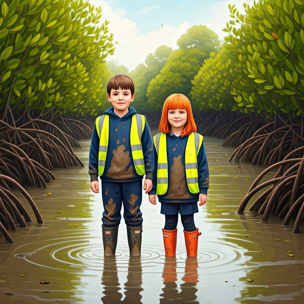 Muddy Wetland Adventure Inspired by Expressive Art