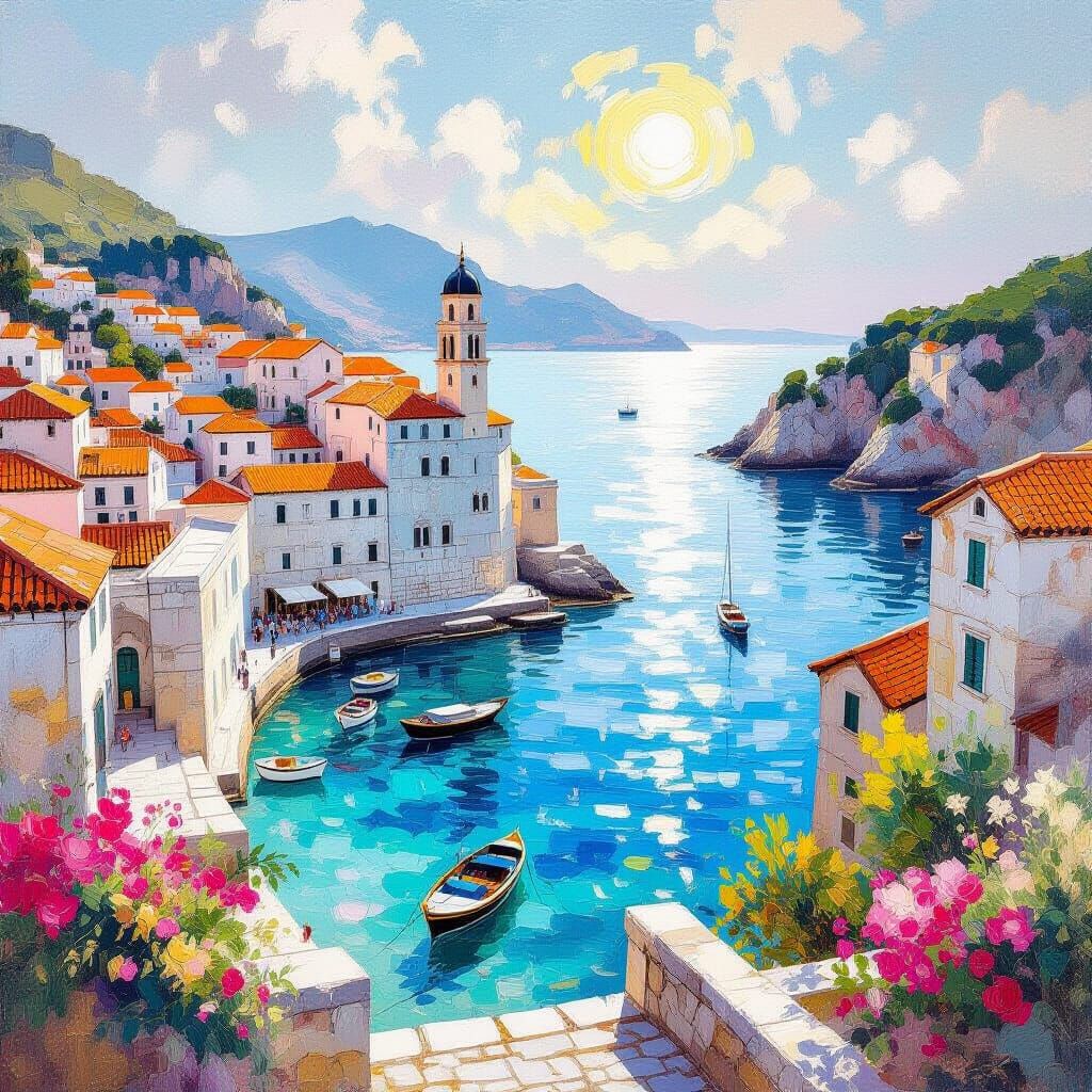 Dubrovnik Painting in Impressionist Rococo Style