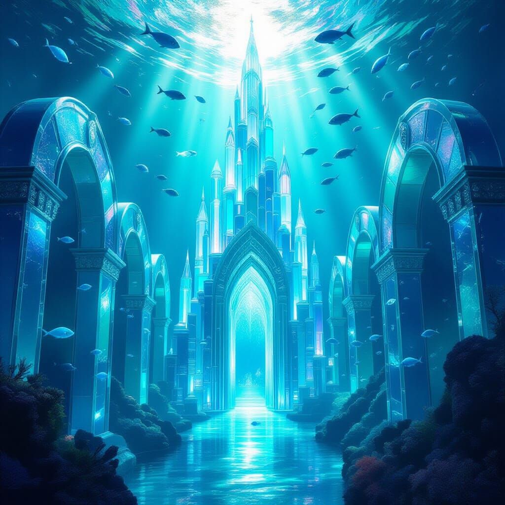 Ethereal Underwater City Made of Sea Glass