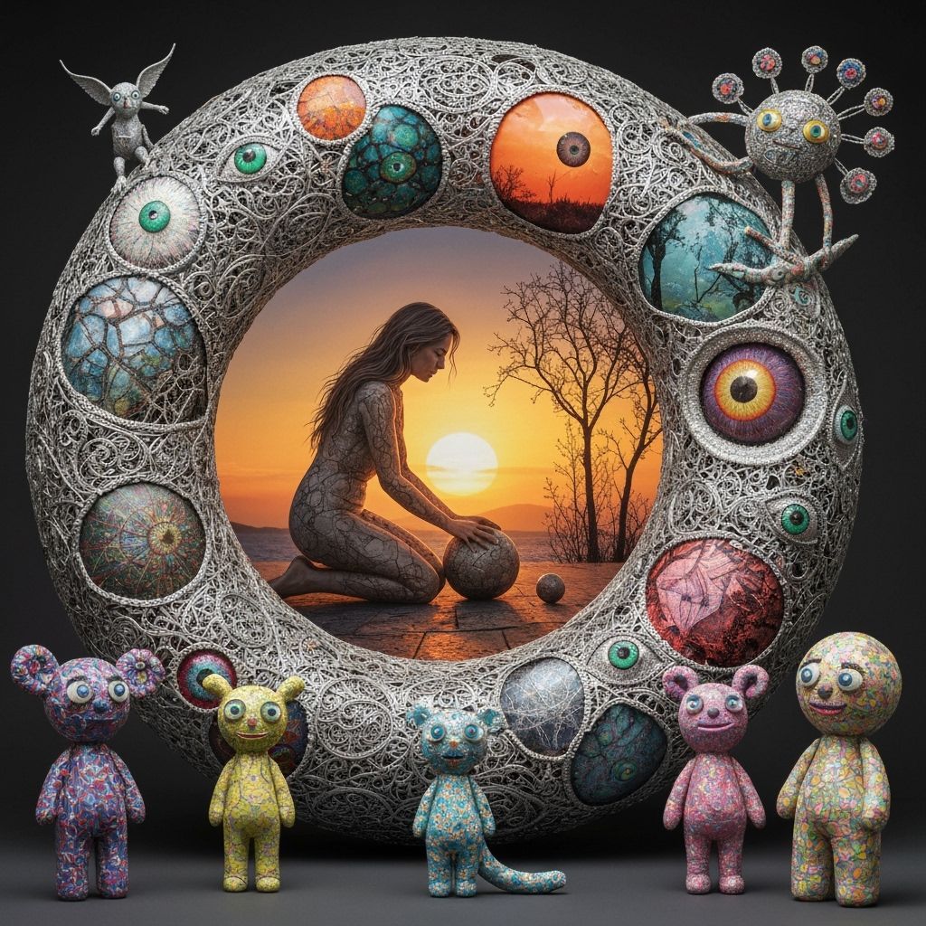 Surreal Bio Art Sculpture in Neon Light