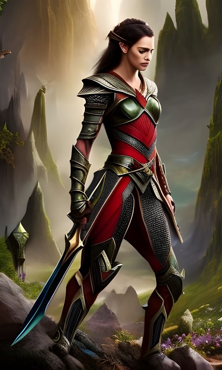 Elf Warrior with Magic Mace: Hyperrealistic Fantasy Art