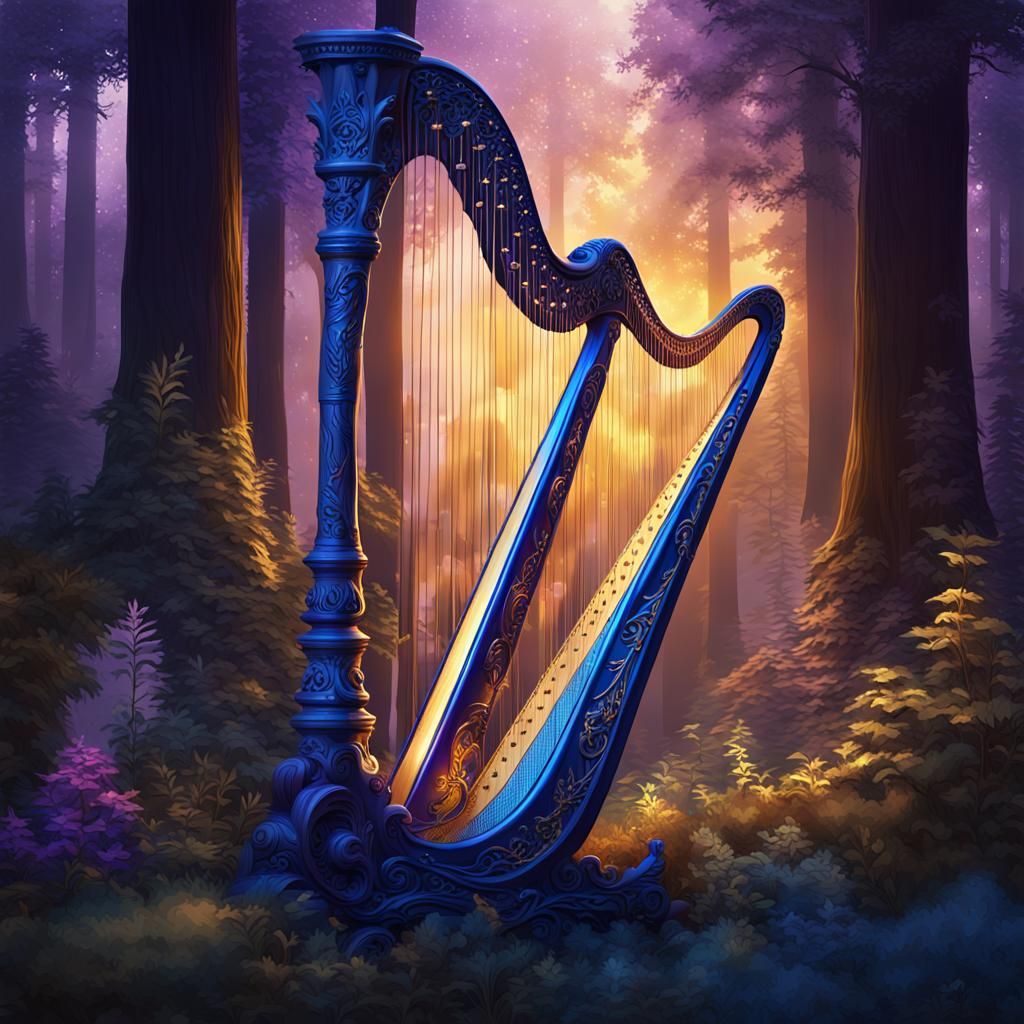 Enchanting Fairy Harp in Magical Forest