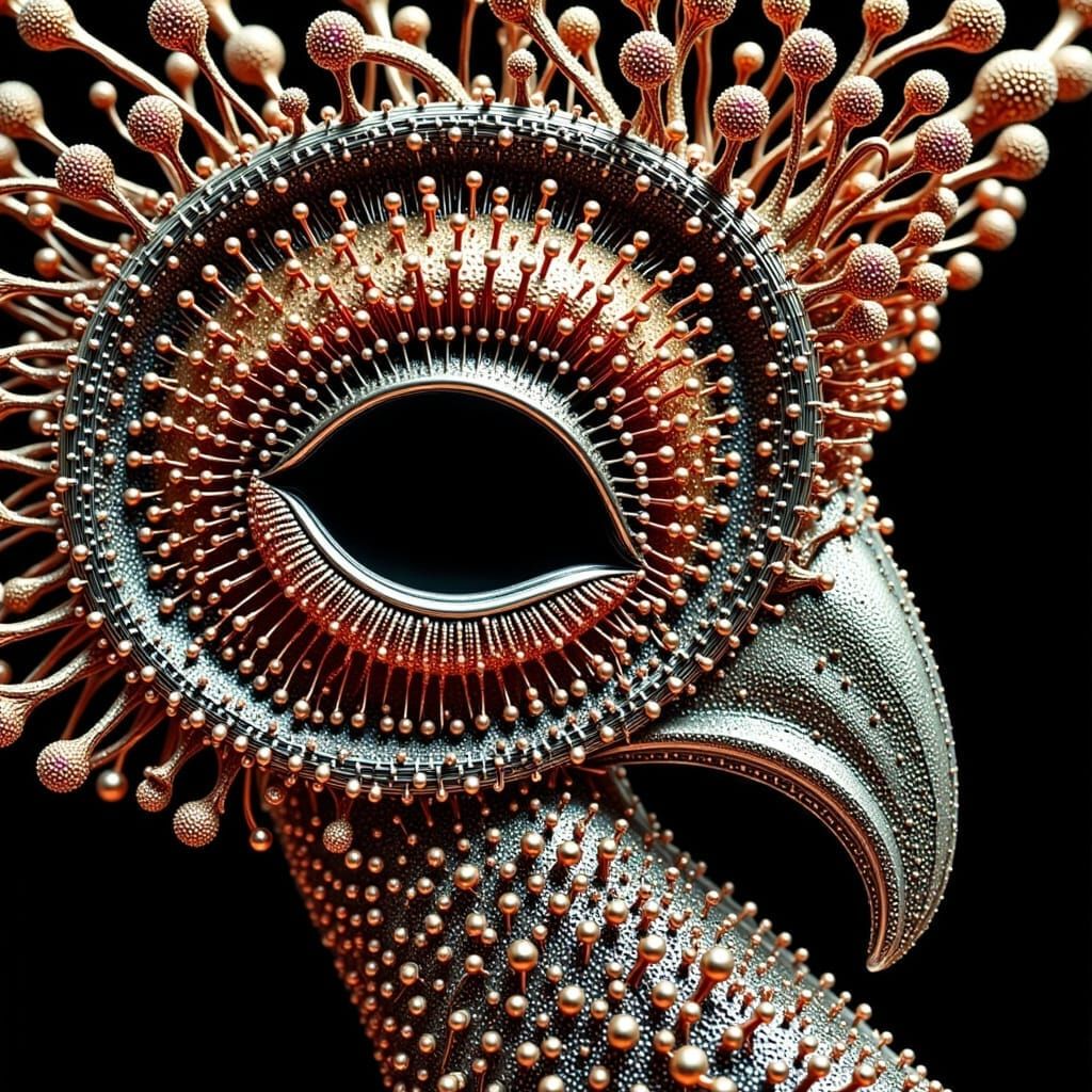 Intricate Bird-Flower Mask in Steampunk Style