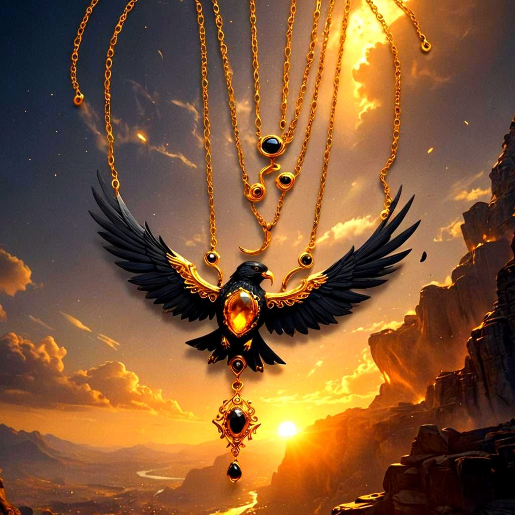 Golden Gem Falcon Necklace Concept Art
