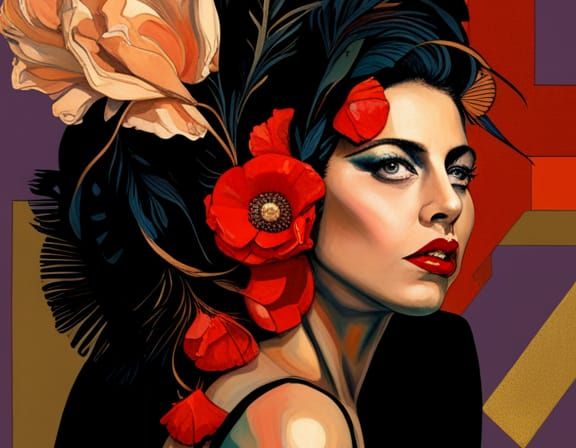 Lady Gaga in Bohemian Pop Art Style