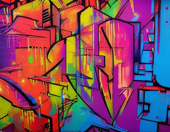 bamboo terrace graffiti art, splash art, street art, spray paint, oil gouache melting, acrylic, high contrast, colorful ...