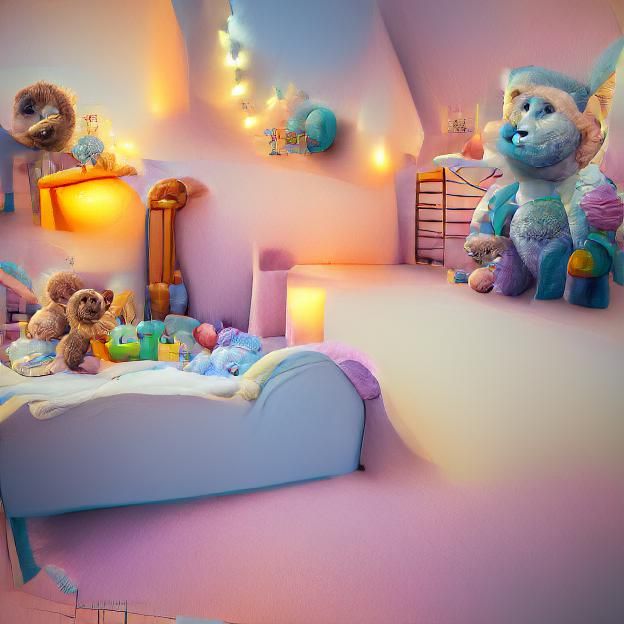 Cozy 80s Child's Bedroom in Pastel Hues