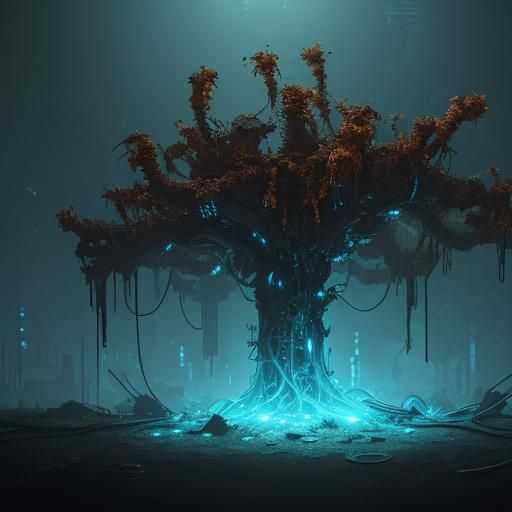 Biopunk Plant Bursting from Abandoned Lab