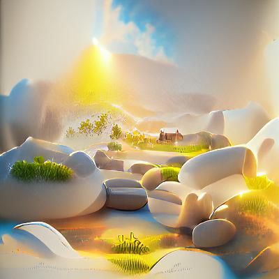 Sunshine Landscape in Storybook Illustration Style