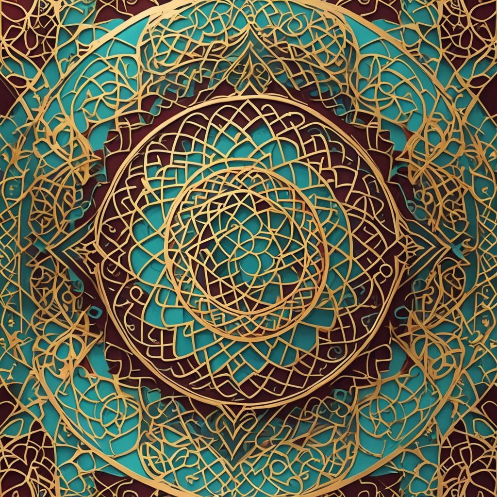 Golden Arabic Typography on Abstract Geometric Patterns
