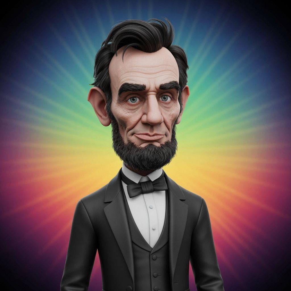 Abraham Lincoln Caricature in Pixar Style