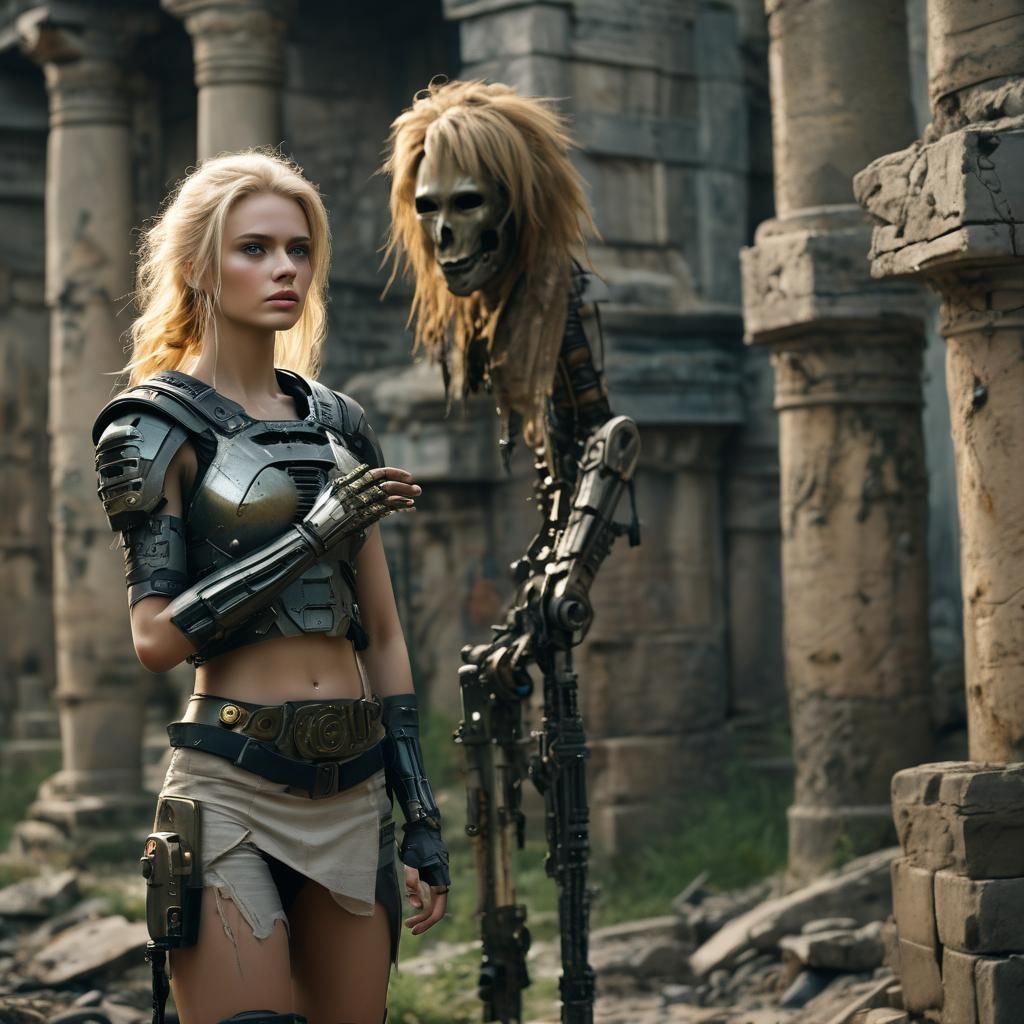 Post-Apocalyptic Woman with Cybernetic Arm