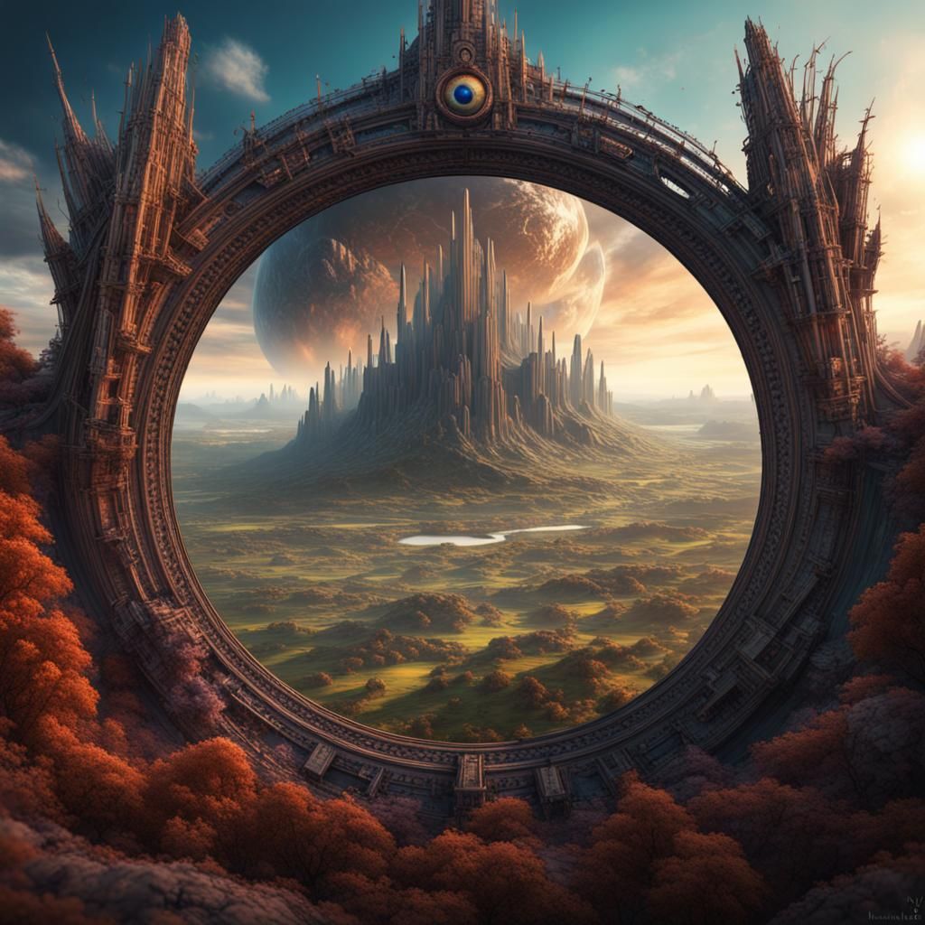 Central Eye Scanning a Distant Landscape