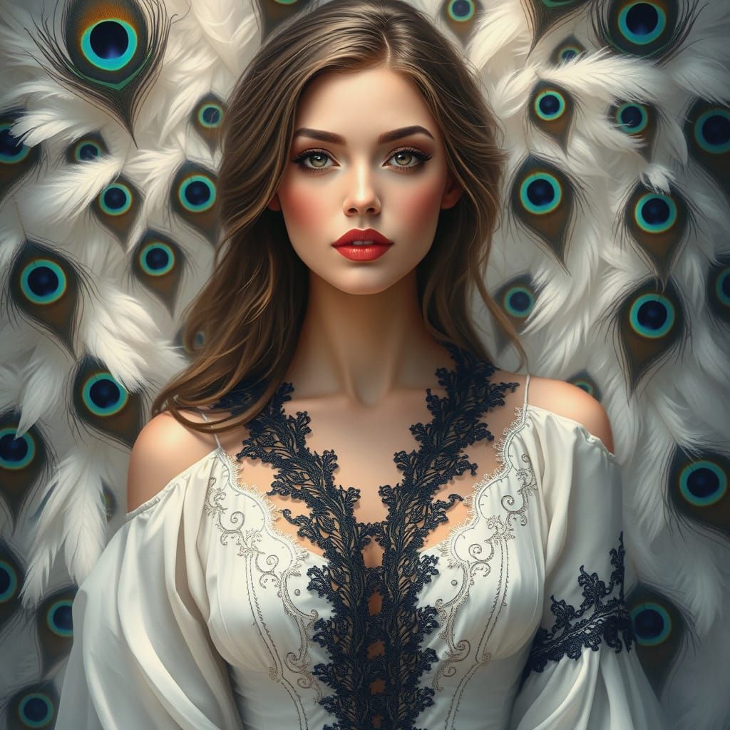 Feathered Lady: Ethereal Fantasy in Digital Art