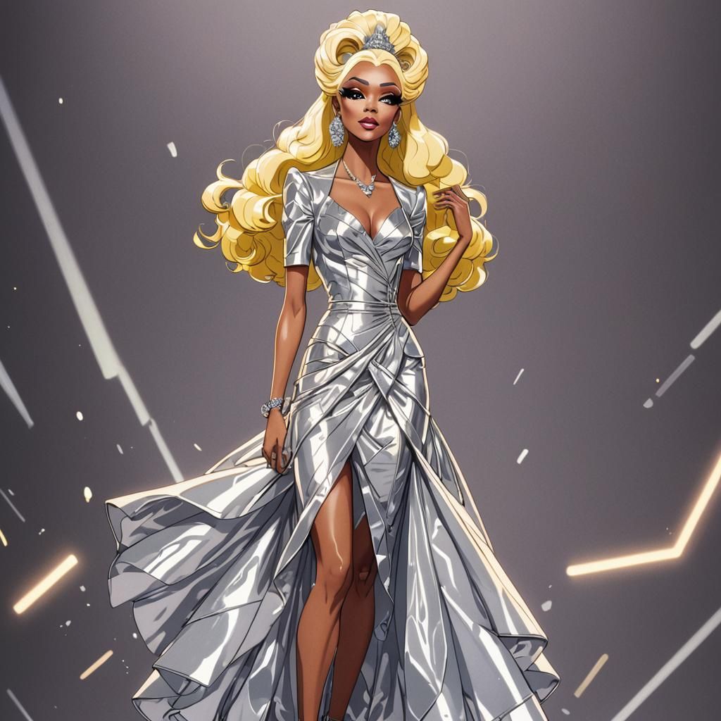 Neon Drag Queen in Anime Style