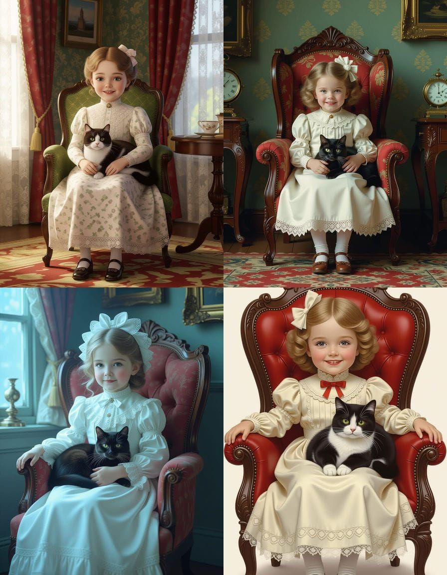 Ghostly Girl with Cat: Victorian Digital Painting