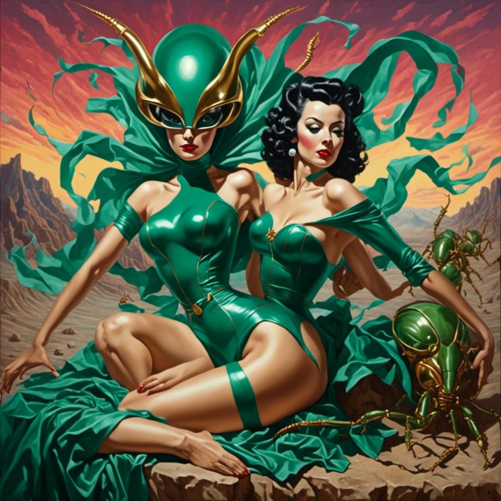 The Jade Ant: Surreal Superheroine in Oil