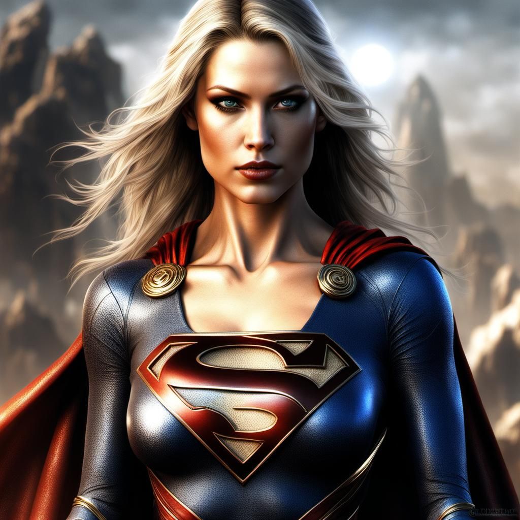 Epic Female Superhero in Cosmic Dimension