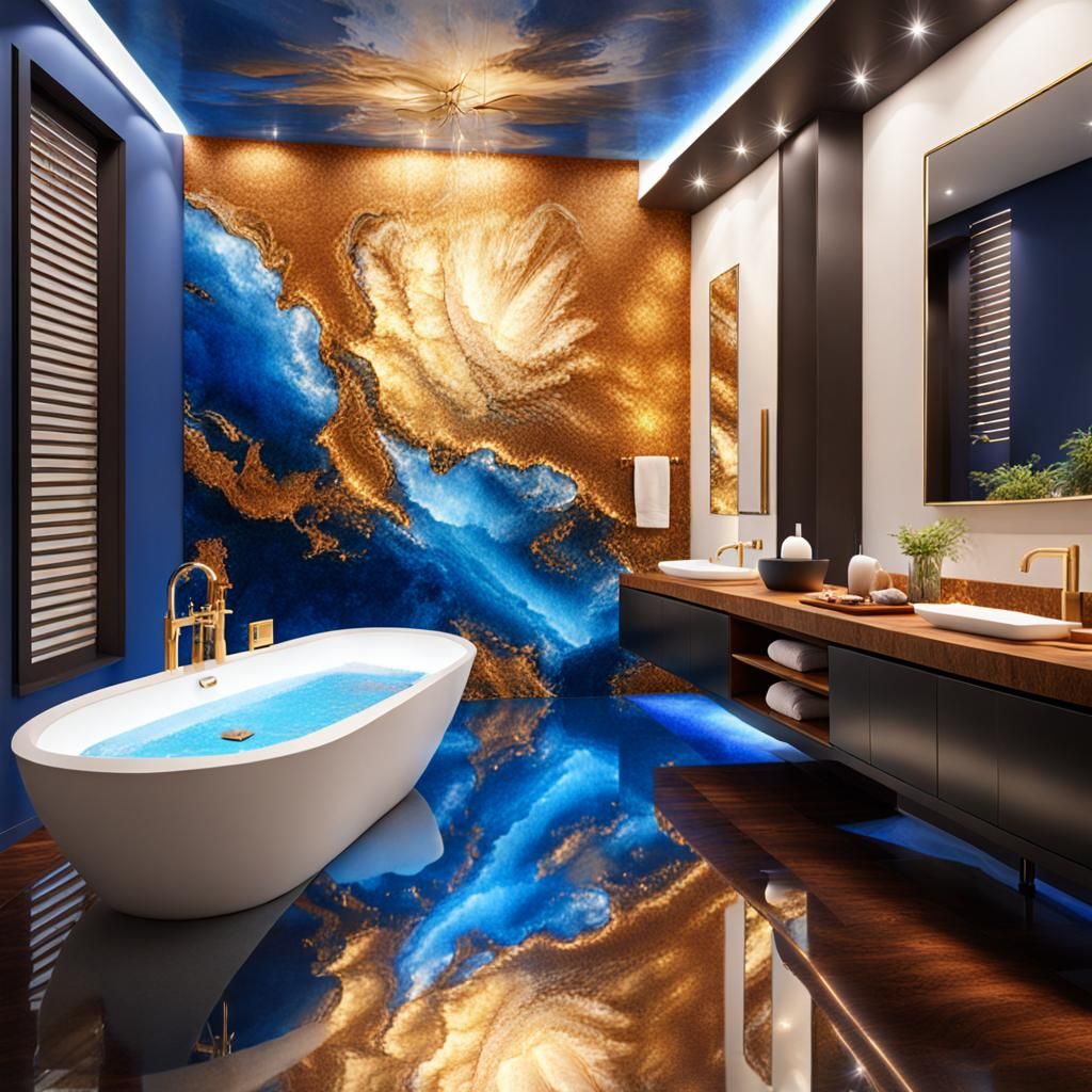 Luxurious Bathroom Spa in Splash Art Style