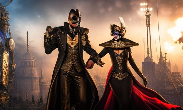 Steampunk Masquerade Ball in Cyberpunk Style
