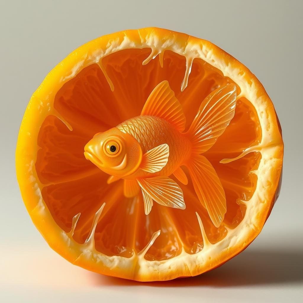 Goldfish Carved from Orange with Aerogel Style