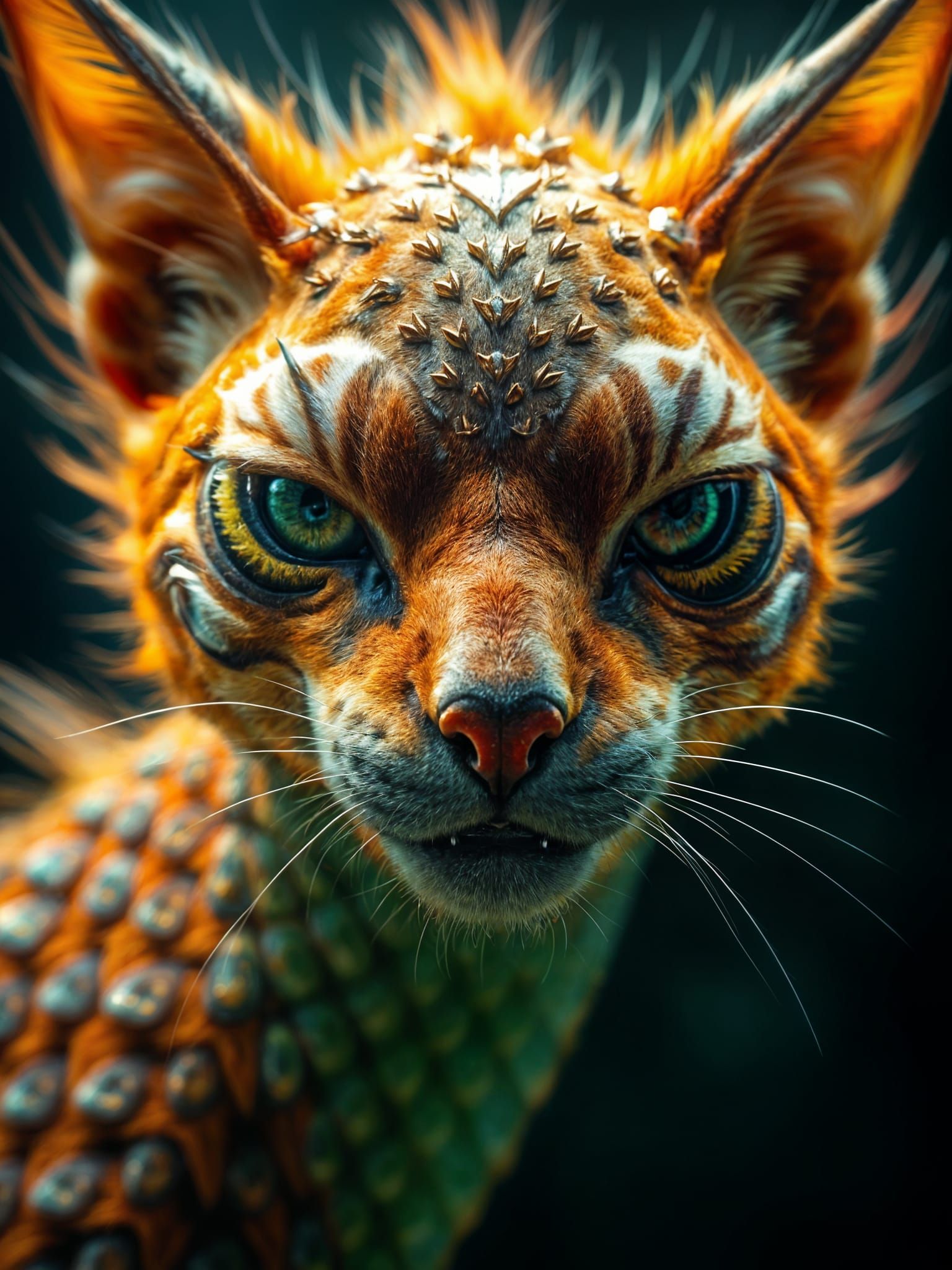 Fiery Zouwu Creature in Hyper-Realistic HDR Portrait