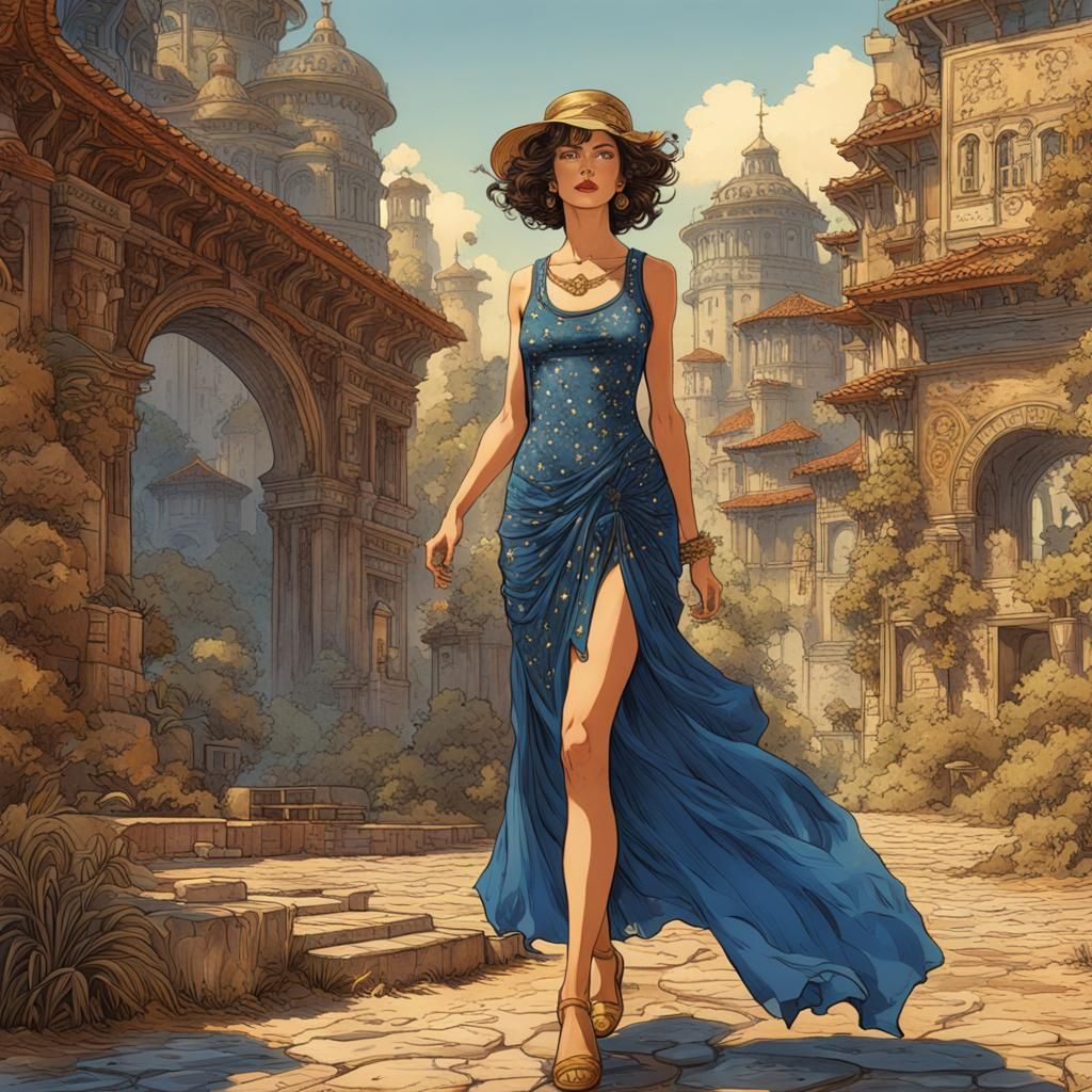 Woman in Dress, Pulp Cover in Manara Style