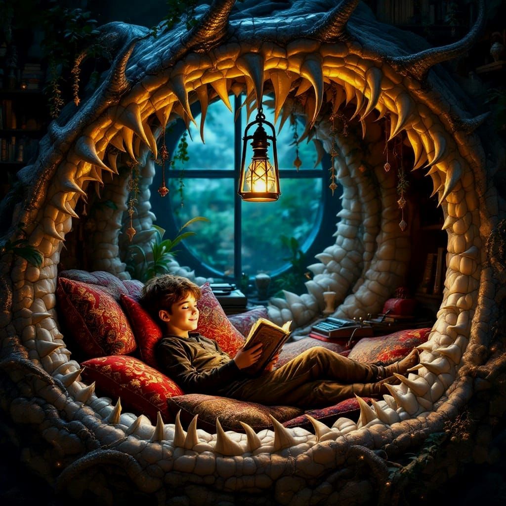 Whimsical Boy Illuminated by Anglerfish Lantern