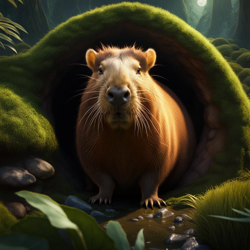 Fantastical Kiwi Capybara in Detailed Digital Painting