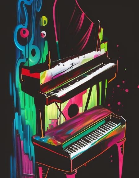 Nightclub Piano in Graffiti Splash Art Style