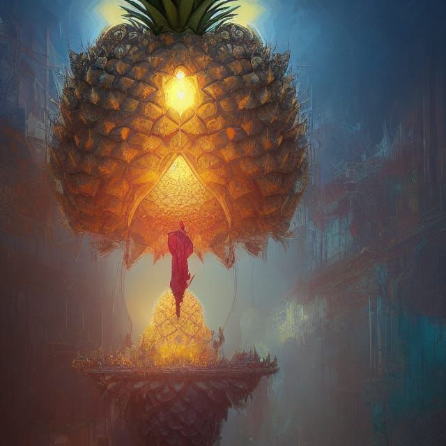 Pineapple God Descends: A Surrealist Vision