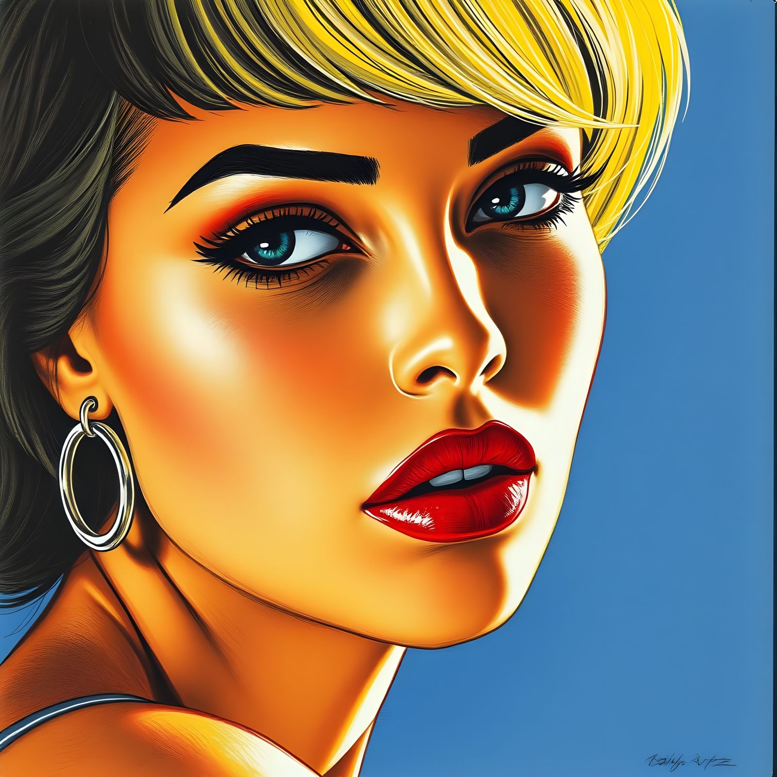 Stunning Atomic Blonde Portrait in Textured Colored-Pencil S...