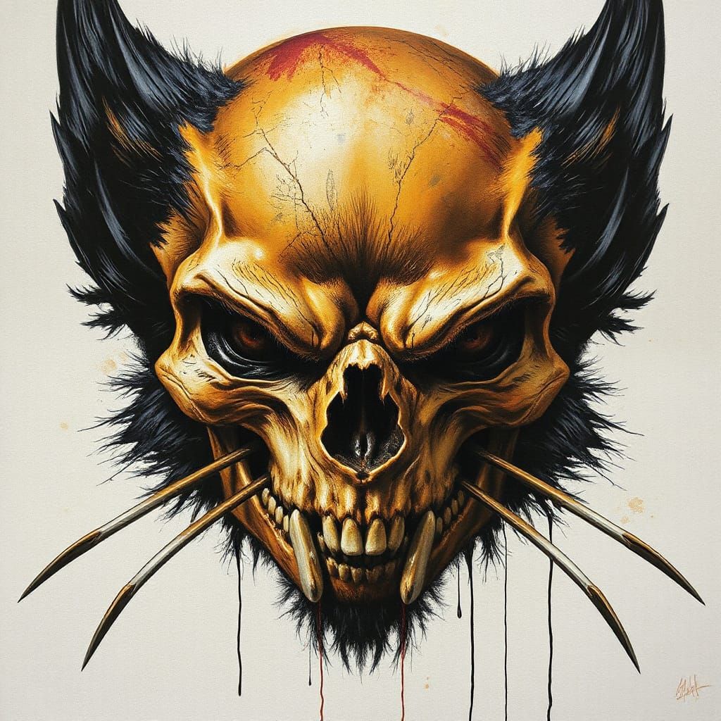 Wolverine Skull in Prehistoric Ashcan Style