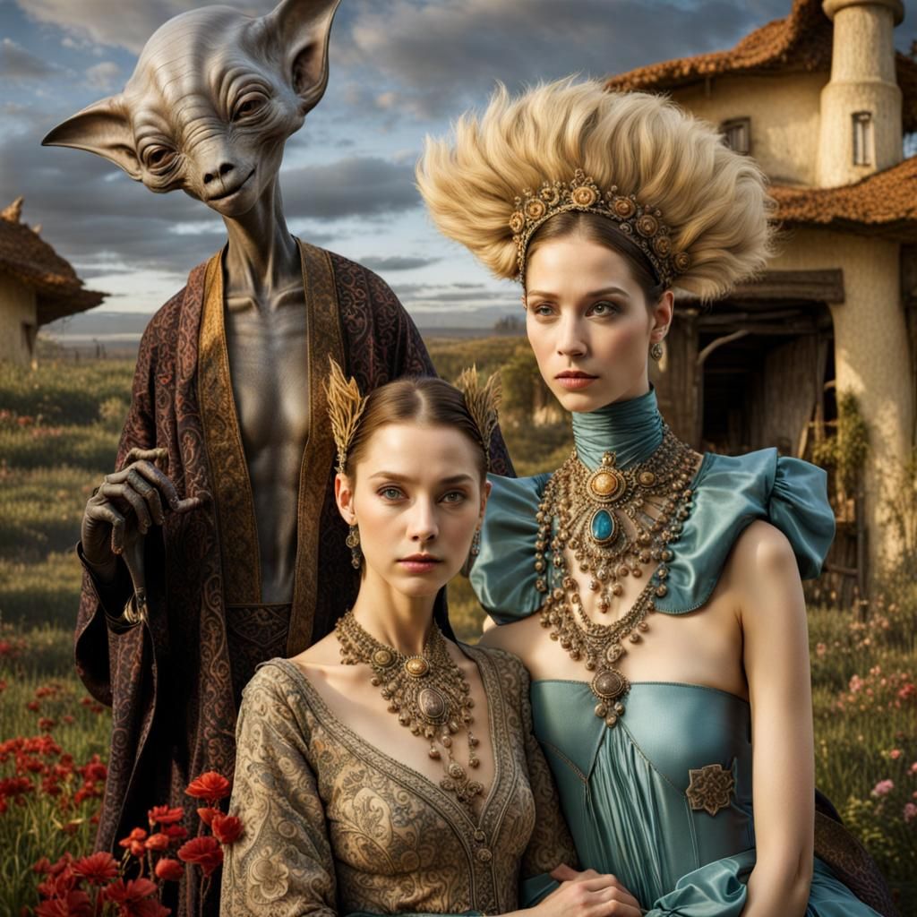 Surreal Alien Restaurant Celebration in Hyperreal Detail