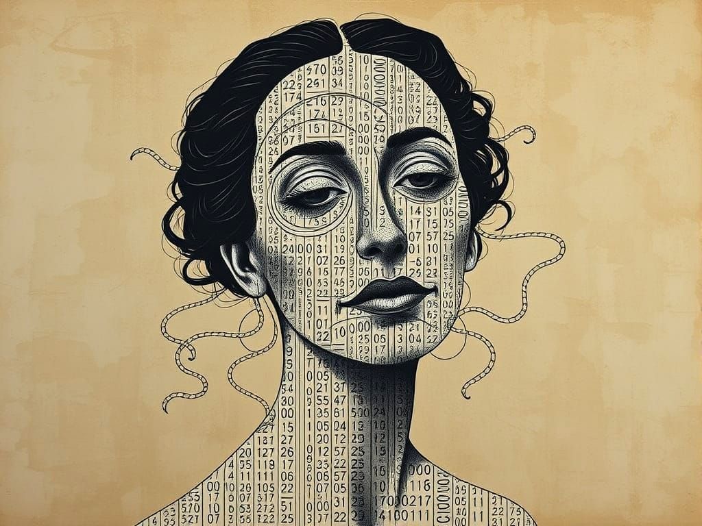 Surreal Woman of Lines and Codes