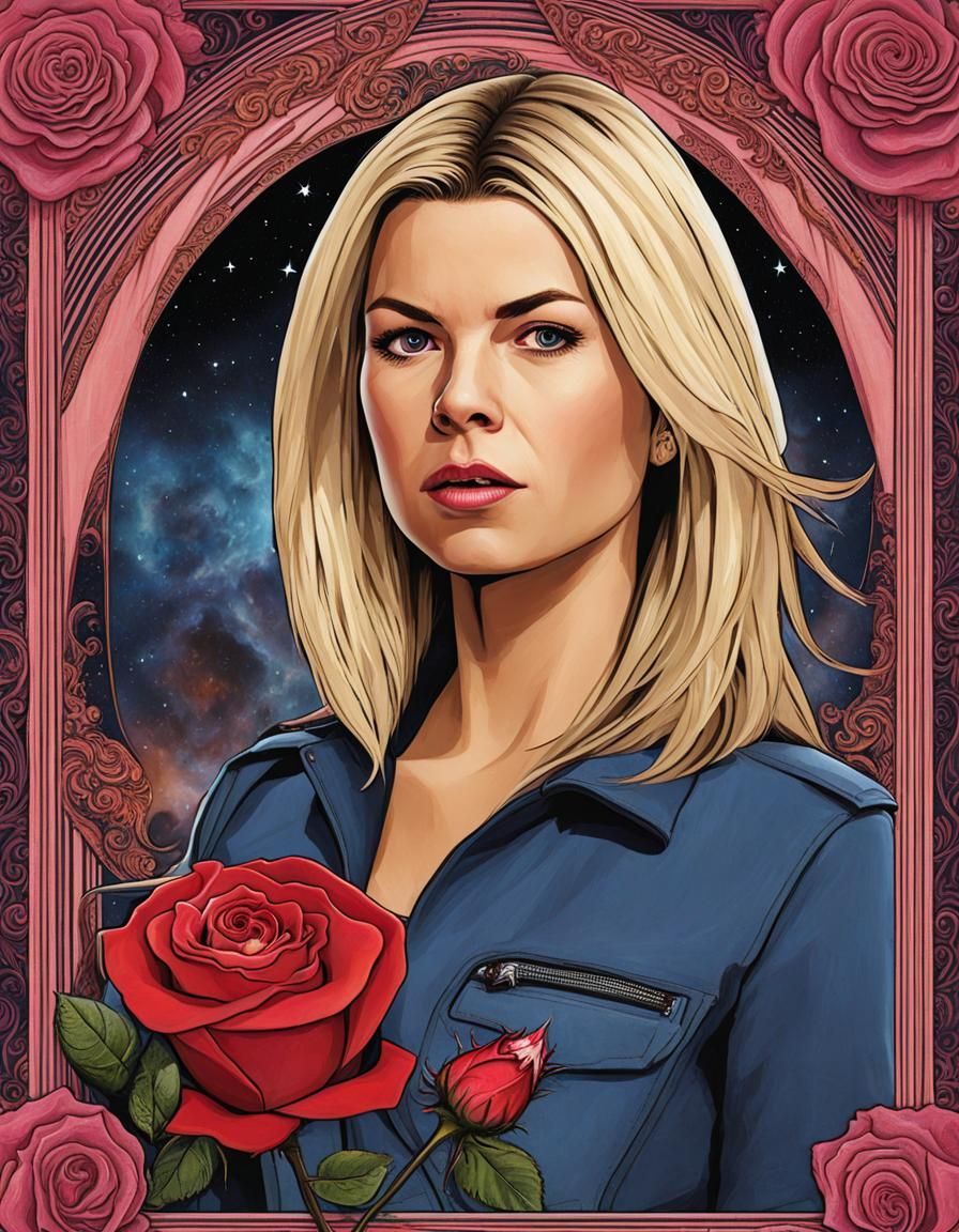 Rose Tyler Doctor Who Tarot Card in Photorealistic Style