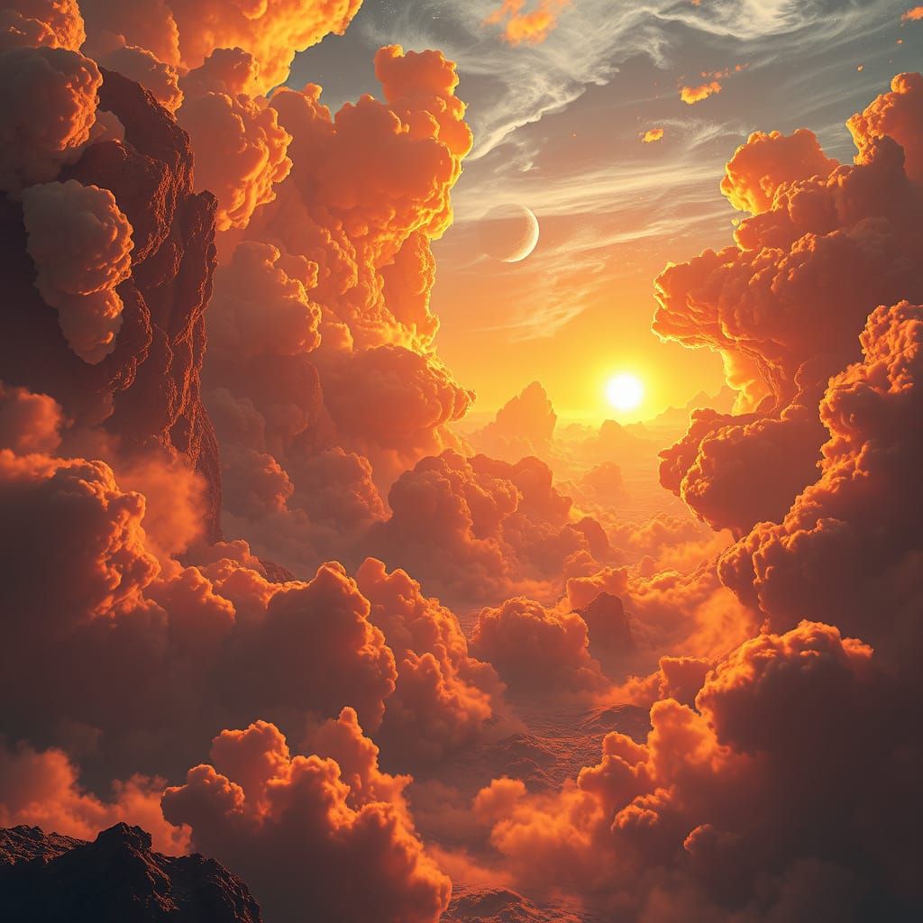 Cosmic Sunrise Illuminates a Sci-Fi Landscape