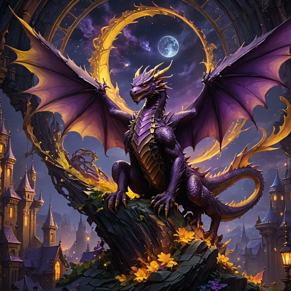 Dragon's Night Flight Dream: Dark Fantasy Art