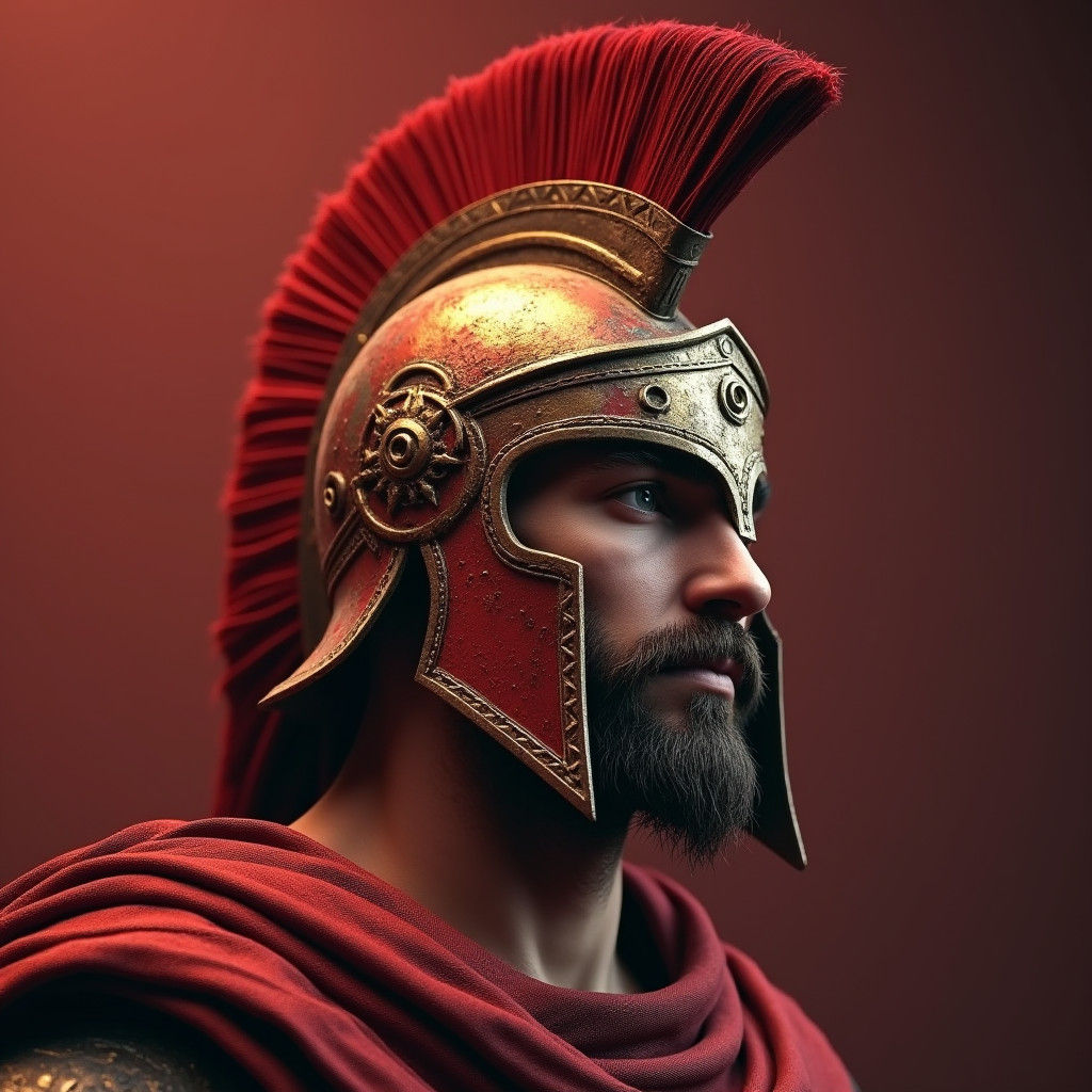 Mars: Ancient Roman God of War in Crimson Helmet