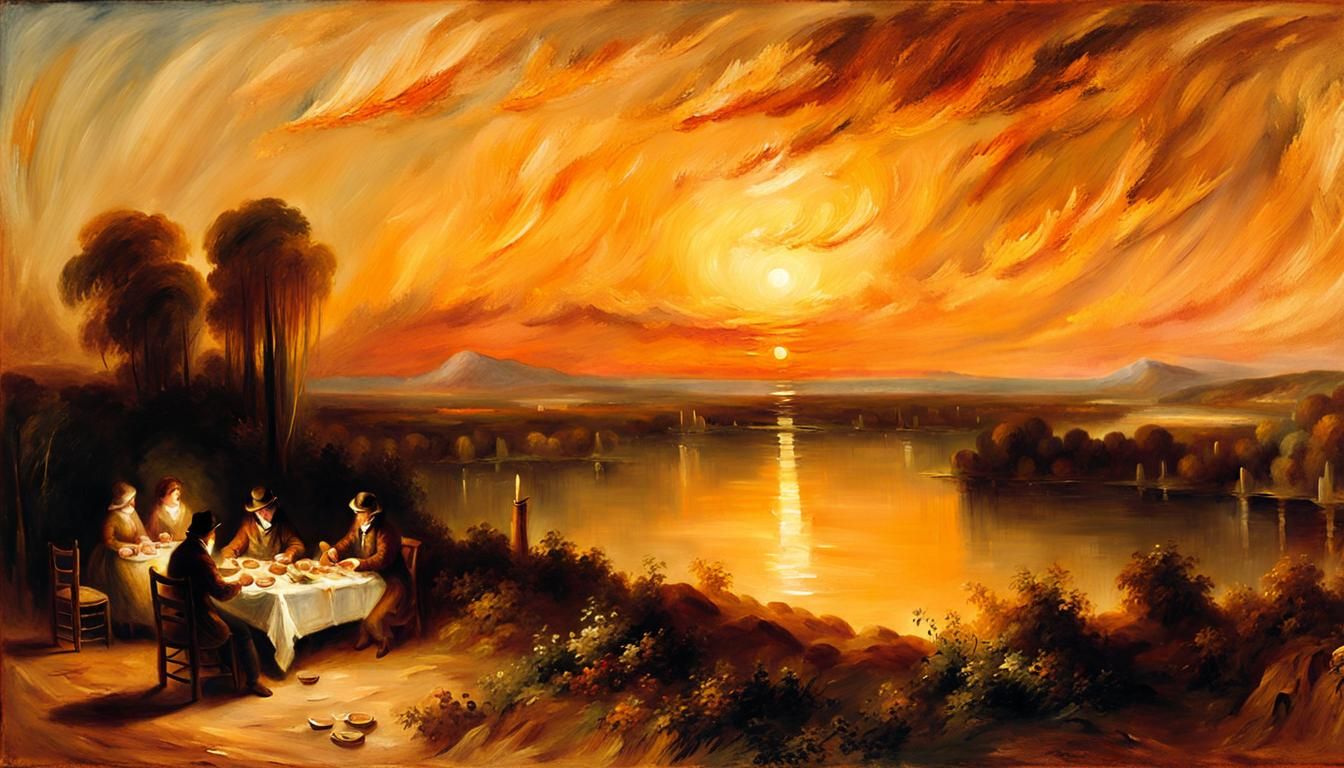 Candlelit Dinner in Romantic Landscape Style