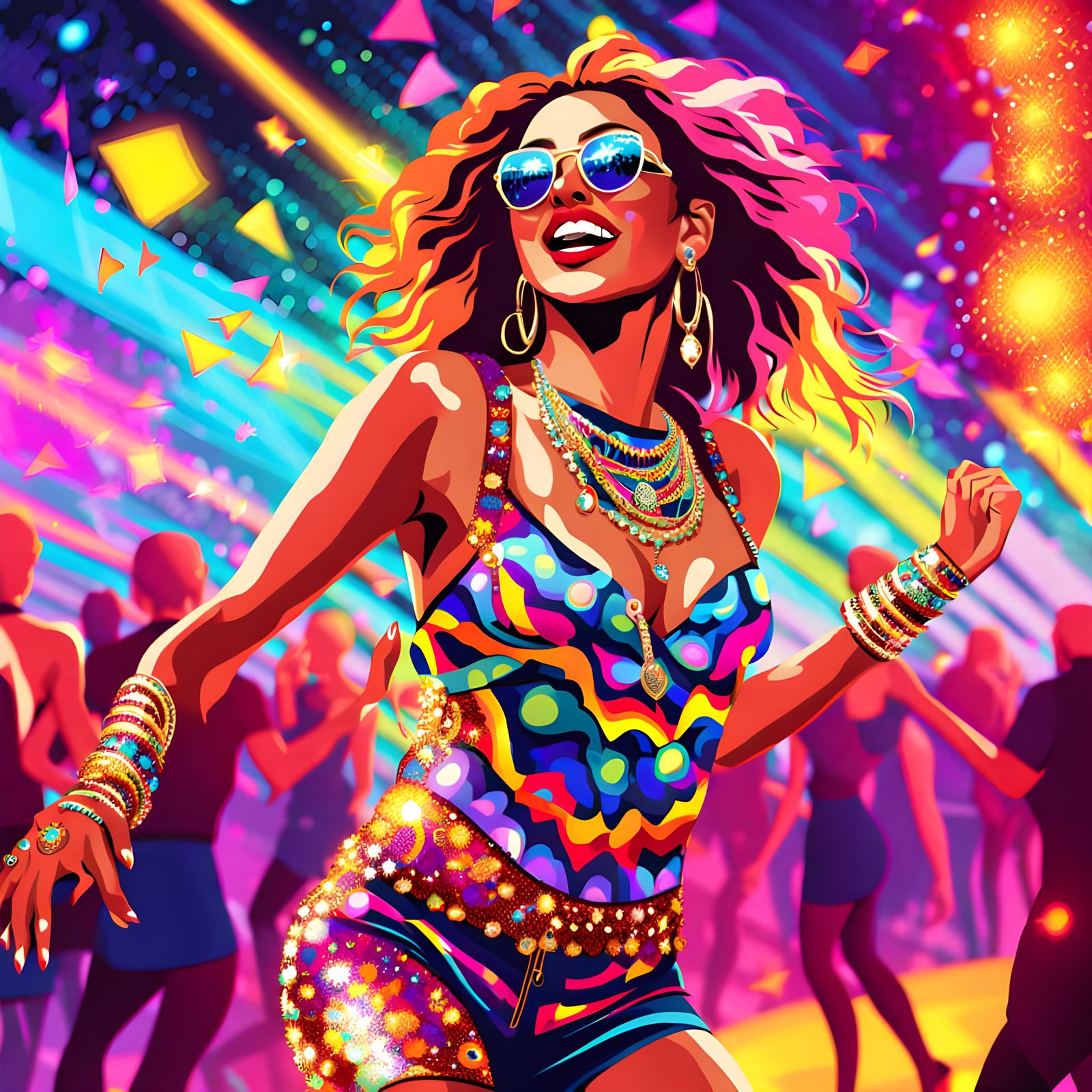 Festival Fashionista Dances Under Vibrant Stage Lights