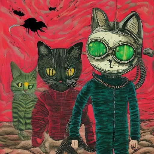 Surreal Cat Masquerade in Liminal Submarine