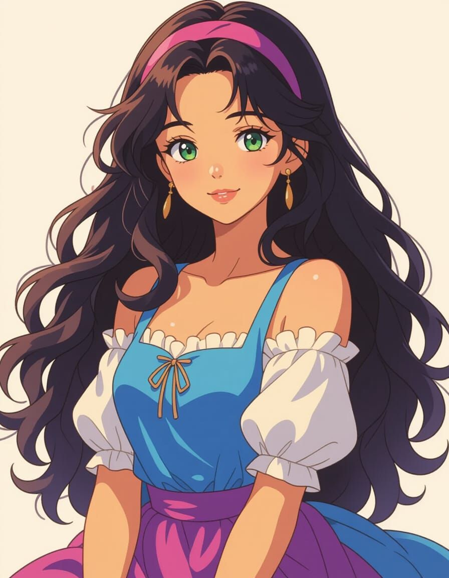 Esmeralda Anime Portrait in Style of Makoto Shinkai