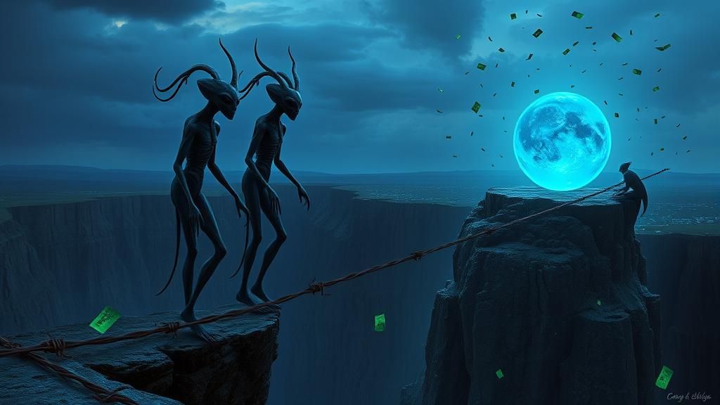 Surreal Aliens on Barbed Wire Abyss