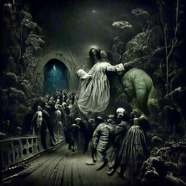 Gothic Horror Landscape in the Style of Etching