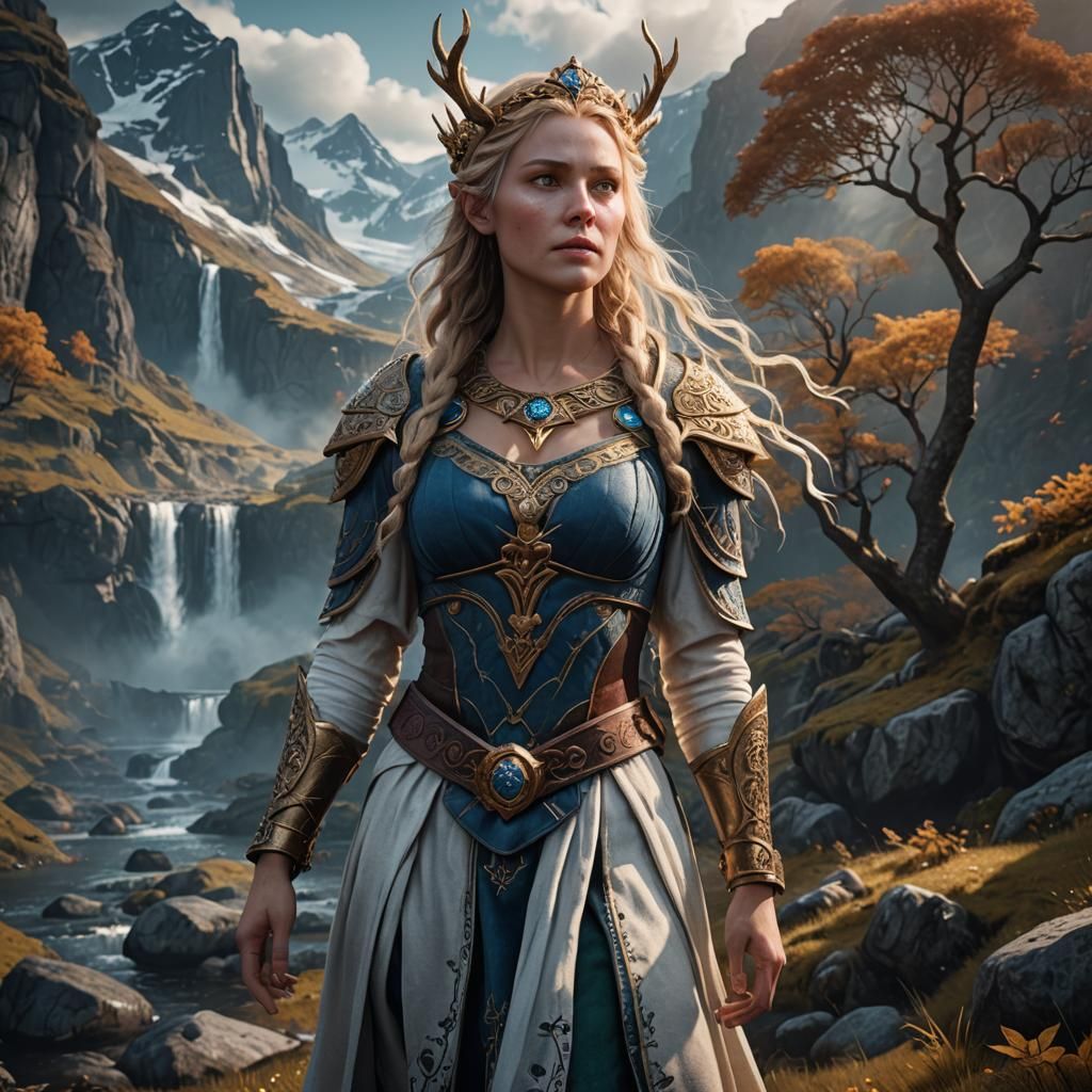 Realistic Nordic Goddess in Detailed Matte Painting